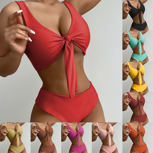 Damen Hochgeschlossener Bikini mit stylischem Knotendesign Echo Archiv