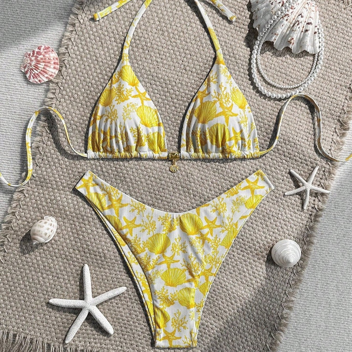 Damen Triangel-Bikini mit maritimem Korallenmuster Echo Archiv