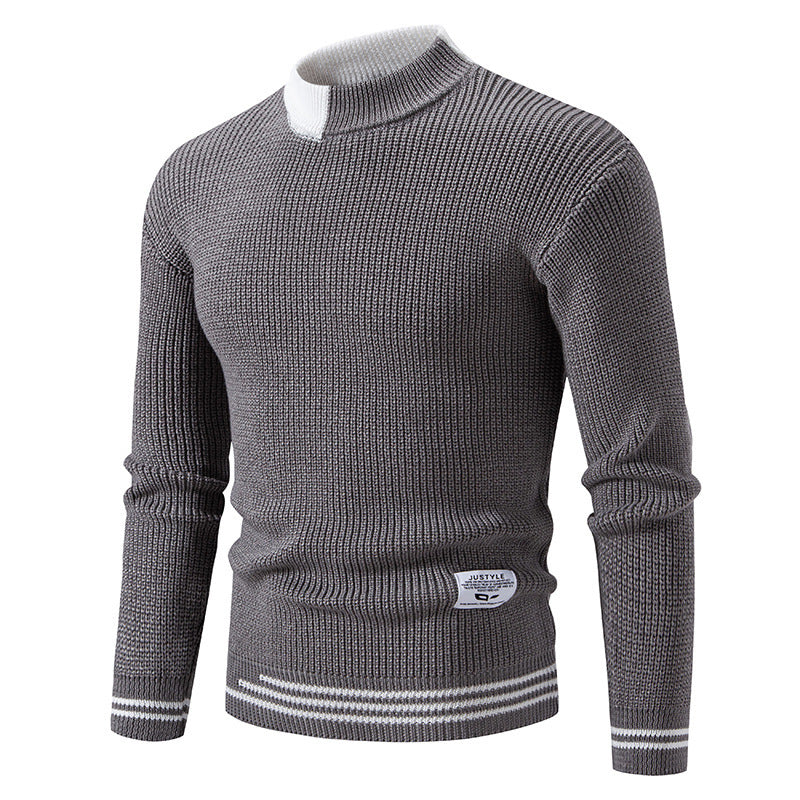 Herren nan gerippter Feinstrickpullover mit Stehkragen und kontrast-Blockdesign Echo Archiv