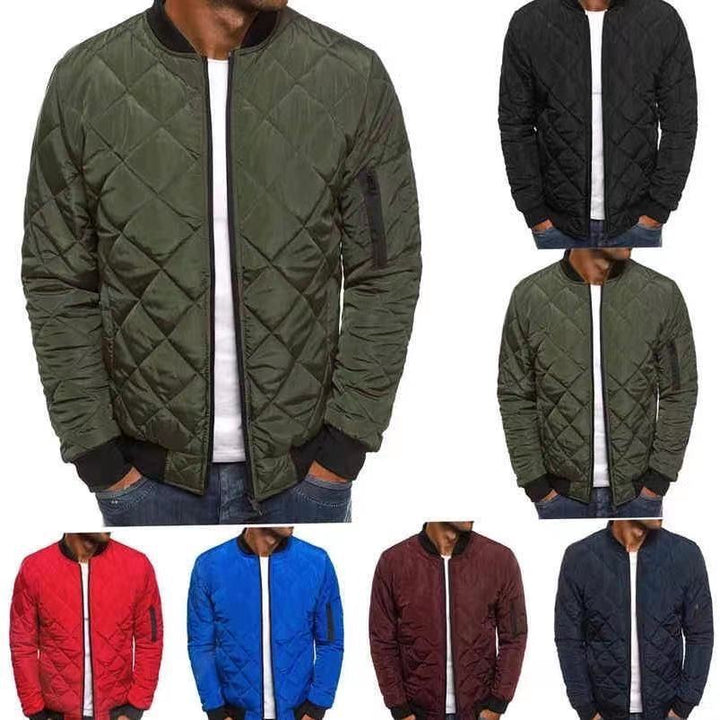Herren gesteppte Übergangsjacke mit hohem Kragen und seitlichen Taschen Echoarchiv