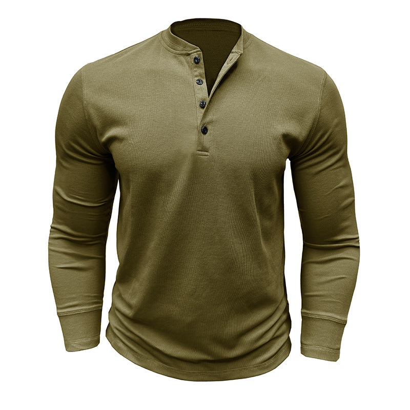 Herren Langarm-Henley-Shirt mit strukturiertem Stoff Echoarchiv