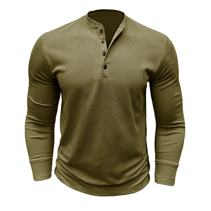 Herren Langarm-Henley-Shirt mit strukturiertem Stoff Echoarchiv