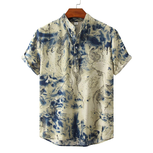 Herren Kurzarmhemd mit kreativem Aquarellmuster und button-down Kragen Echoarchiv