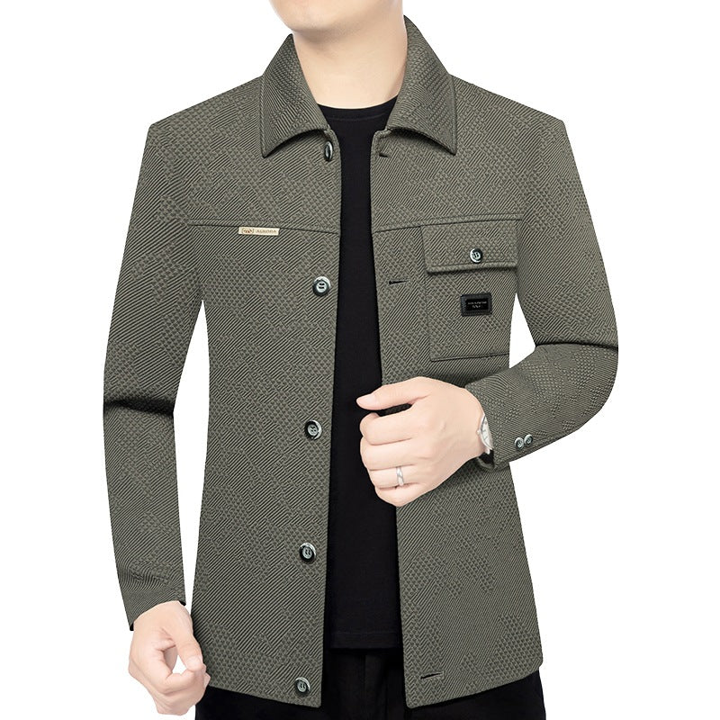 Herren Strukturiertes Overshirt im Glencheck-Relief mit Hemdkragen – Taviero