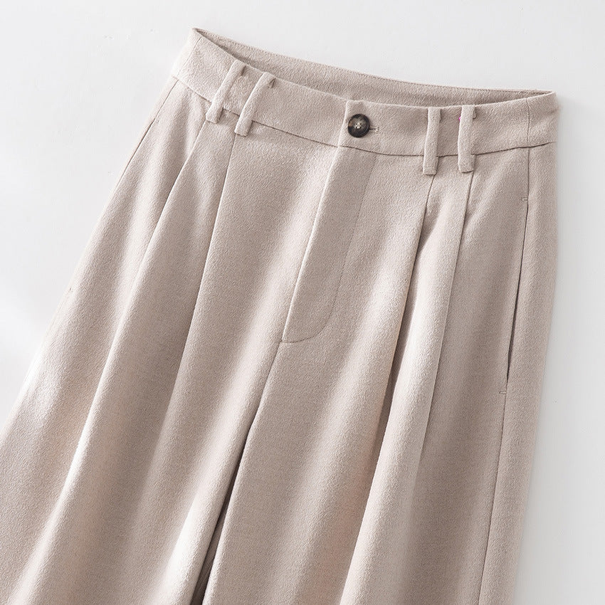 Damen Weite Bundfalten-Hochbundhose aus Wollmischung Echoarchiv