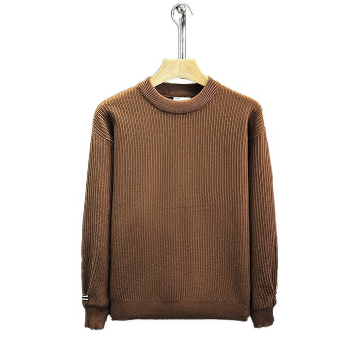 Herren Feiner Rippenstrick-Pullover mit Rundhalsausschnitt und verstärkter Schulternaht Echoarchiv