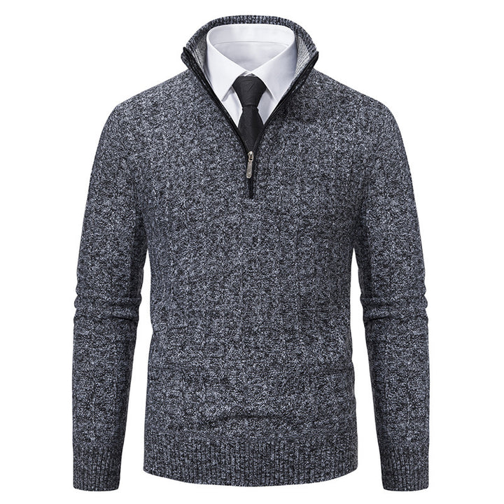 Herren Strickpullover mit hohem Kragen und Reißverschluss Echoarchiv