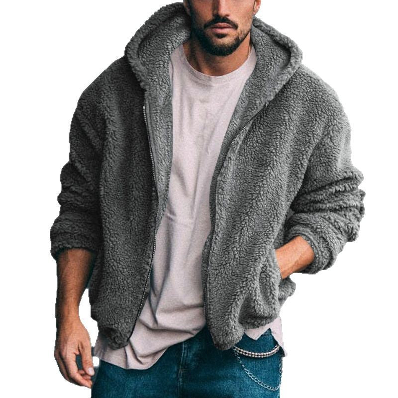 Herren kuschelige Fleecejacke mit Kapuze und praktischen Taschen Echoarchiv