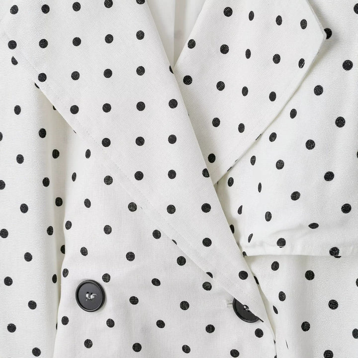 Damen Kurz geschnittener Trenchcoat mit Bindegürtel, Doppelreihe und Polka-Dot-Print Echo Archiv