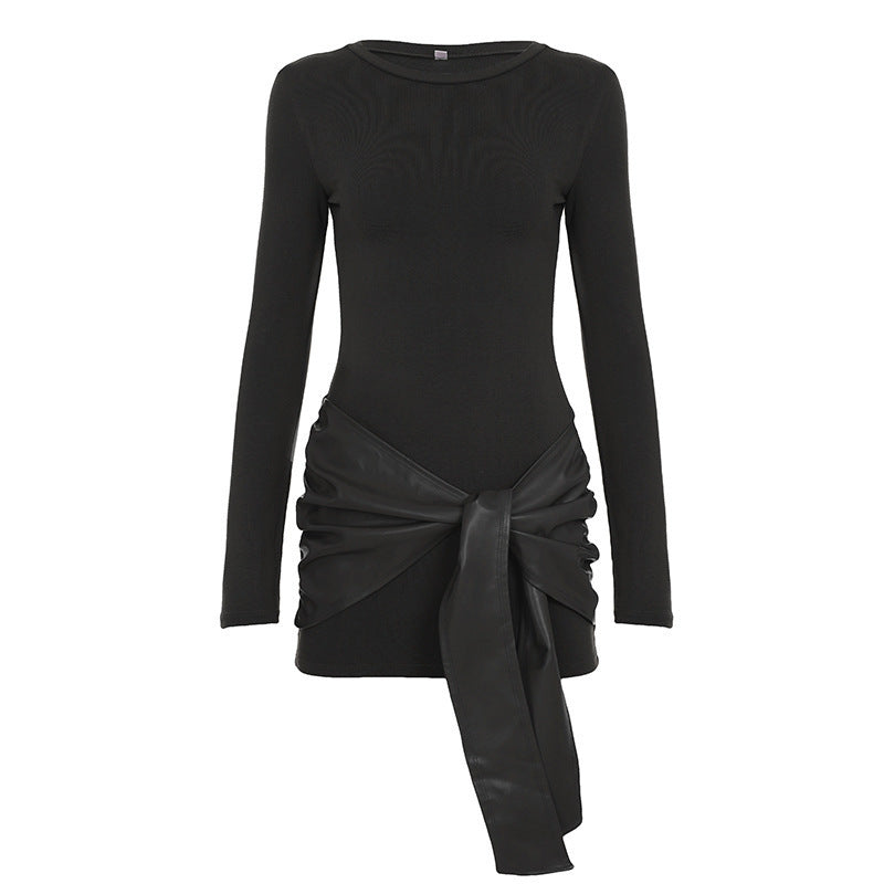 Damen Asymmetrisches Longsleeve-Tunika-Kleid mit seitlicher Schluppe Echo Archiv