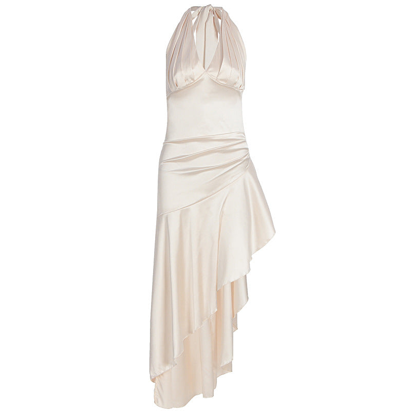 Damen elegantes Wickelkleid mit asymmetrischem Schnitt und Halterhals Echo Archiv