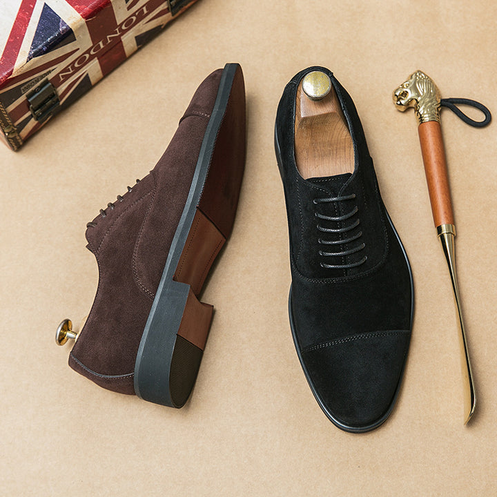 Herren elegante Veloursleder Oxford-Halbschuhe mit Kaptoefen-Detail, gepolstertem Komfortfußbett und rutschfester Gummisohle Echo Archiv