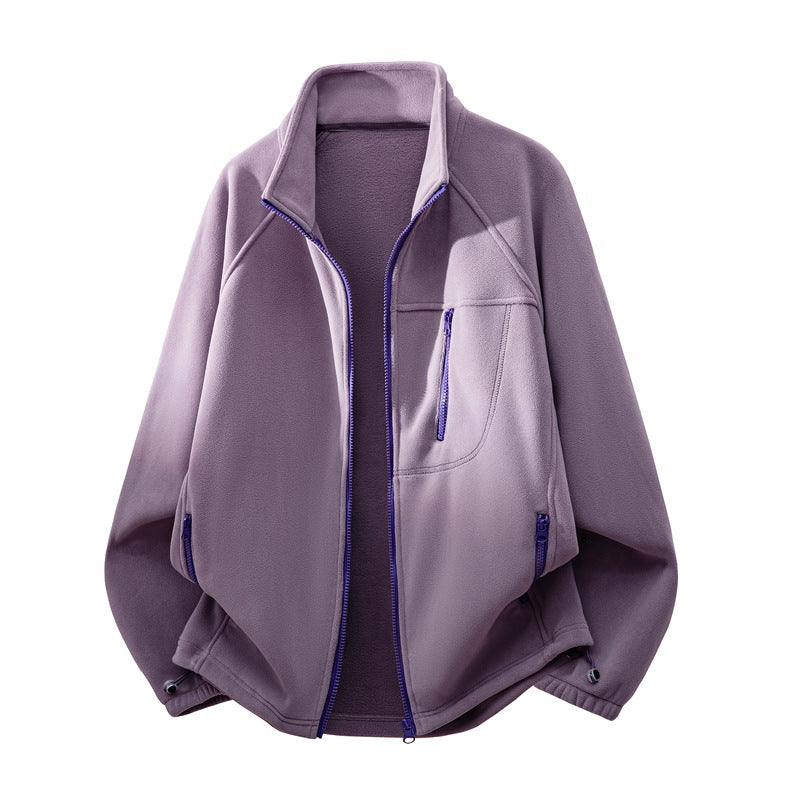 Unisex funktionale Mikrofleece Leistungsjacke mit Stehkragen, Brustreißverschluss und ergonomischen Raglanärmeln – Taviero