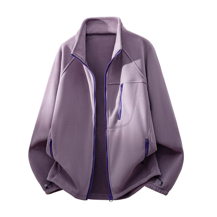 Unisex funktionale Mikrofleece Leistungsjacke mit Stehkragen, Brustreißverschluss und ergonomischen Raglanärmeln – Taviero