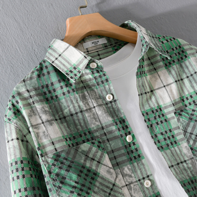 Herren kariertes Flanellhemd mit aufgesetzten Brusttaschen und relaxed Fit Echoarchiv