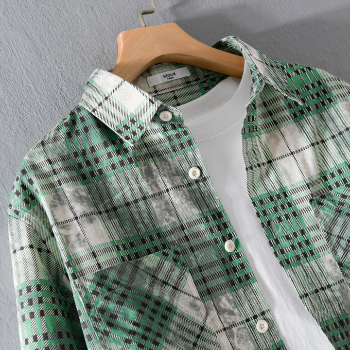 Herren kariertes Flanellhemd mit aufgesetzten Brusttaschen und relaxed Fit Echoarchiv