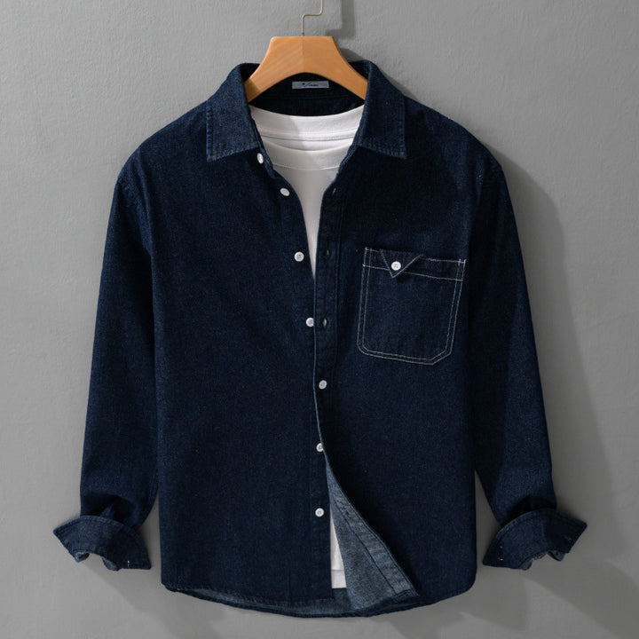 Herren Denim-Overshirt im Hemdjacken-Stil mit aufgesetzter Brusttasche und Relaxed-Fit Echoarchiv