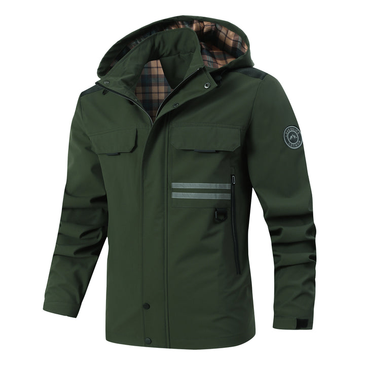 Herren Wasserabweisender Softshell-Parka mit Kapuze, reflektierenden Einsätzen und Multifunktionstaschen Echoarchiv