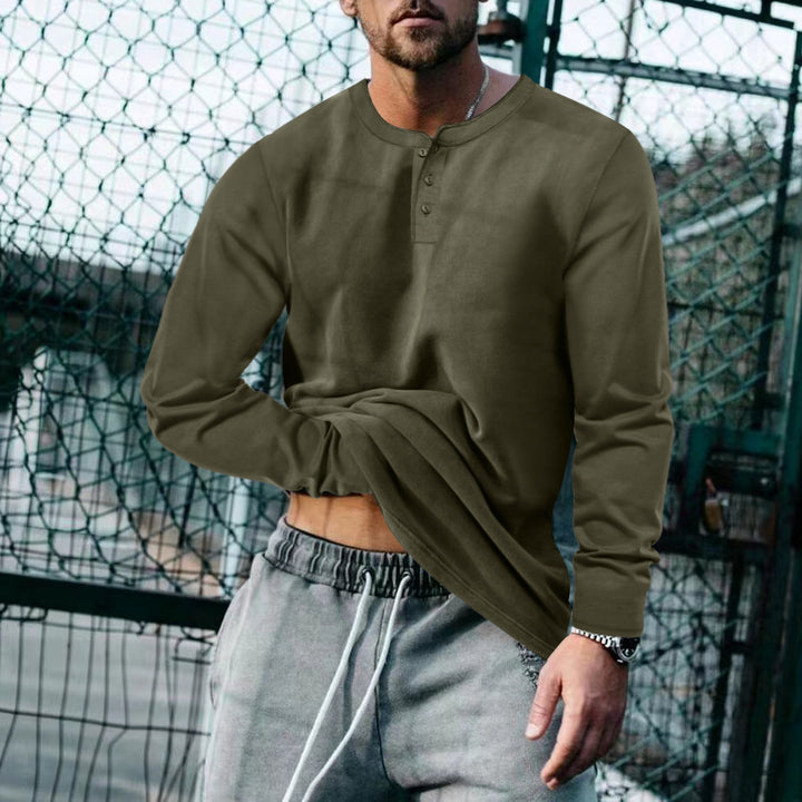 Herren Langärmliges T-Shirt mit Knopfleiste Echoarchiv
