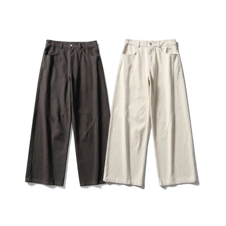 Damen Hochtaillierte weite Culotte‑Hose aus Baumwoll‑Twill mit Ziersteilnähten Echoarchiv