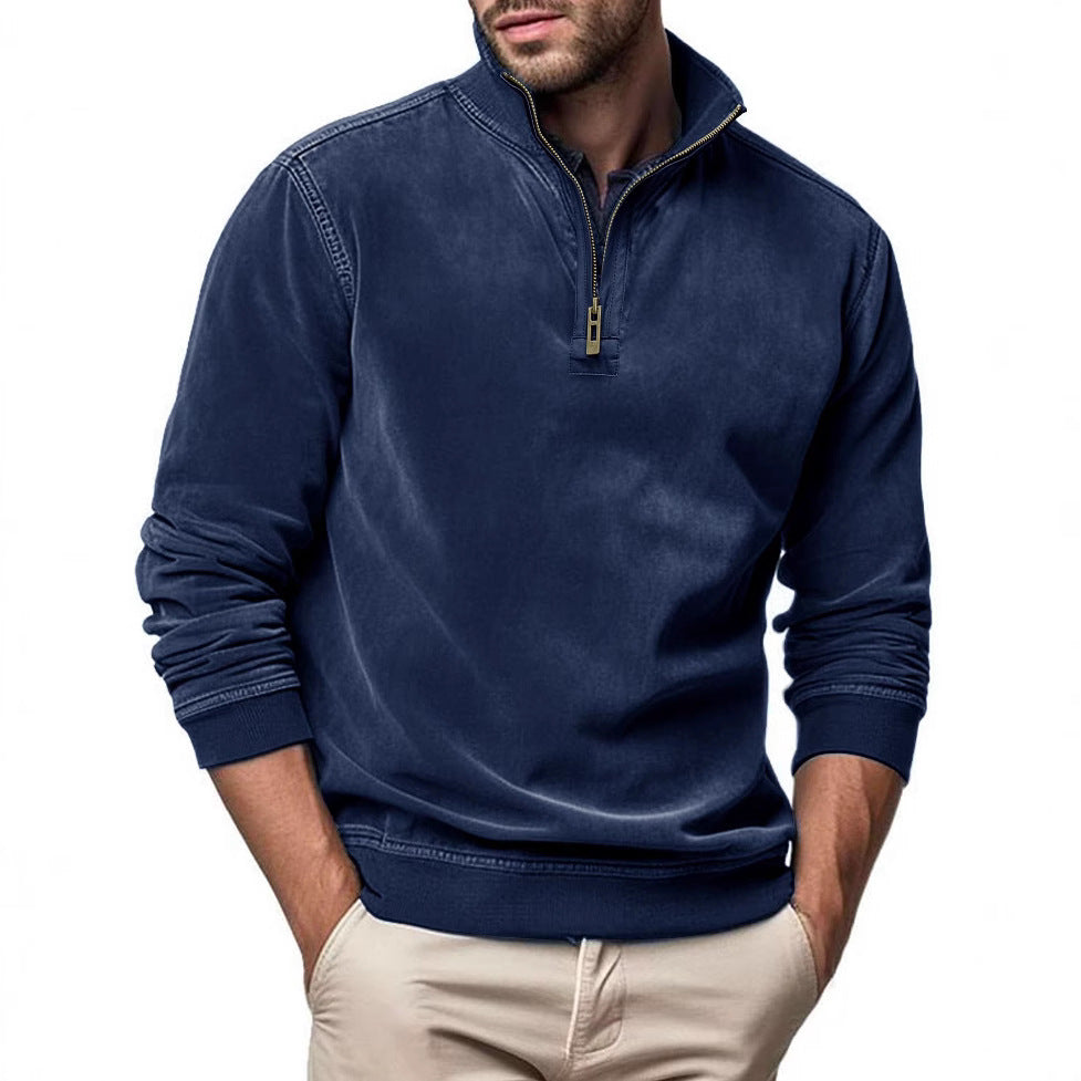 Herren Fleecepullover mit Stehkragen und Reißverschluss Echoarchiv