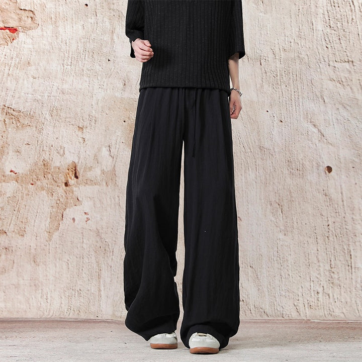 Unisex Weite Leinenoptik-Relaxhose mit Tunnelzugbund & extra weitem Bein Echoarchiv