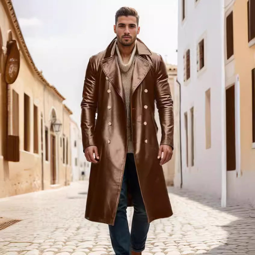 Herren eleganter und moderner Ledermantel Echoarchiv