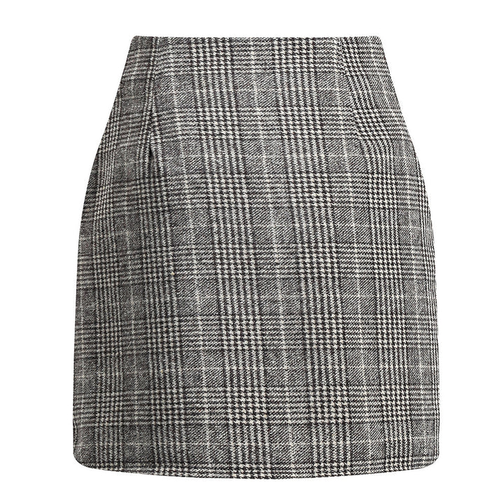 Damen Karierter Minirock mit hohem Bund und seitlichen Eingrifftaschen Echo Archiv