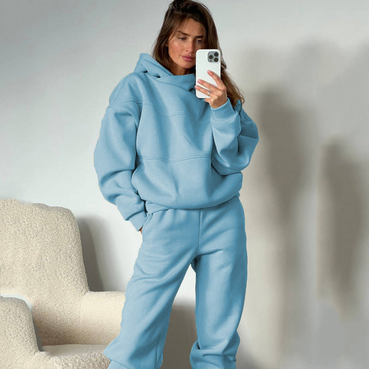 Damen Oversized Loungewear-Set aus schwerem French-Terry mit strukturierter Kapuze und Relax-Jogginghose – Auréline