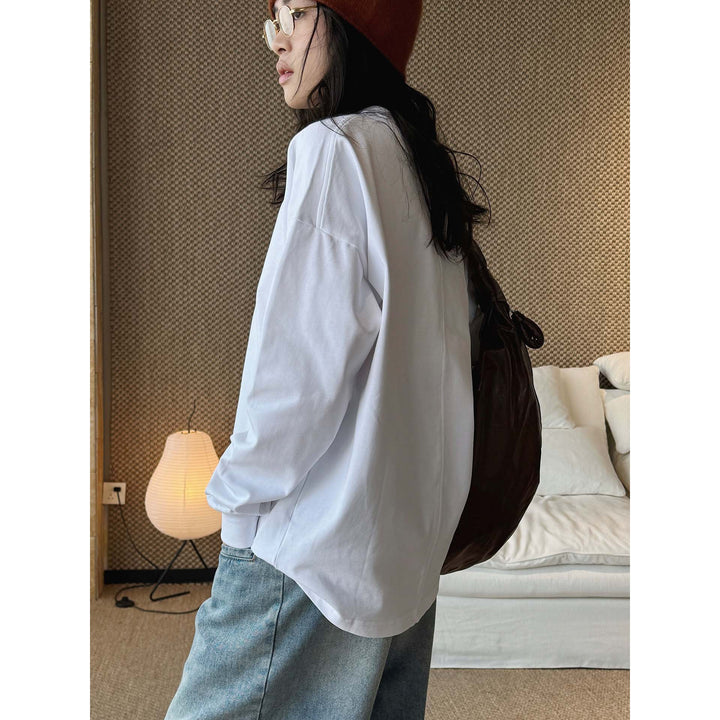 Damen Oversized-Longsleeve mit Stehkragen und überschnittener Schulter Echoarchiv