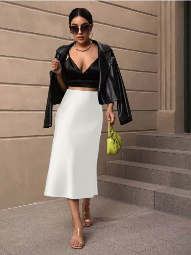 Damen Satin Rock mit schwingendem Saum und elegantem Schnitt Echoarchiv