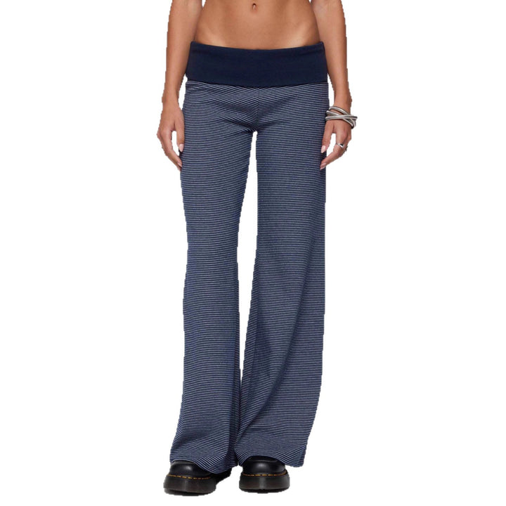 Damen weite Lounge-Hose mit elastischem Bund und maritimem Streifenmuster Echo Archiv