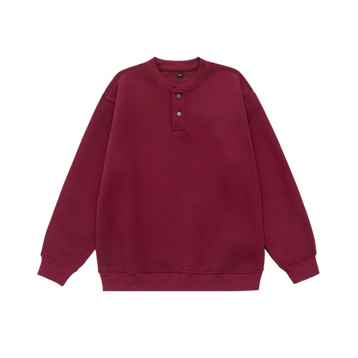 Unisex Weit geschnittenes Sweatshirt mit Halbknopfleiste und gerippten Bündchen Echoarchiv