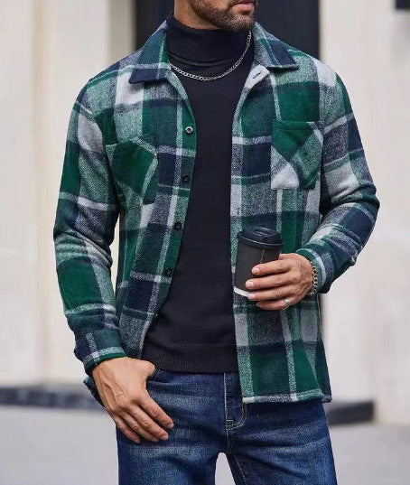 Herren lässige Karomuster Hemdjacke Echoarchiv