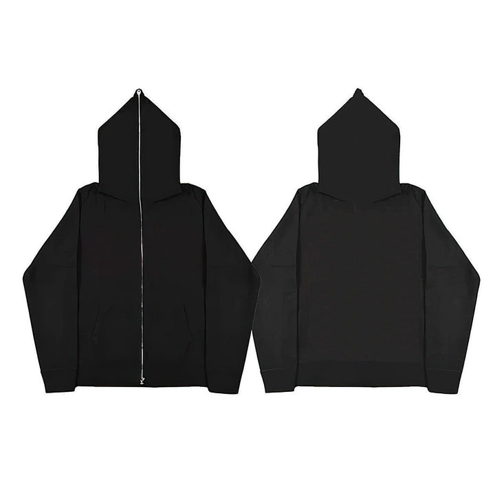 Unisex Zip-Hoodie mit durchgehendem Reißverschluss bis in spitze Kapuze, Kängurutasche und gerippten Bündchen Echo Archiv