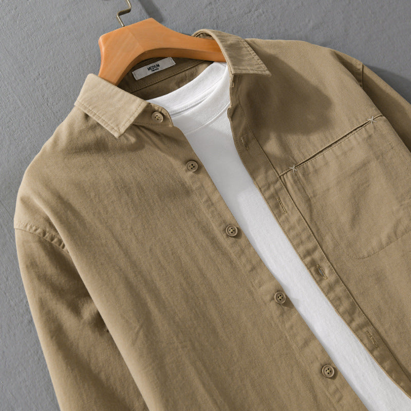 Herren Leichtes Baumwoll-Utility-Hemdjacke mit Kentkragen, Brusttasche und Relaxed-Fit Echoarchiv