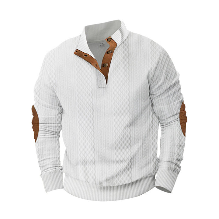 Herren modischer Strickpullover mit innovativem Kragen und eleganten Kontrastdetails Echoarchiv