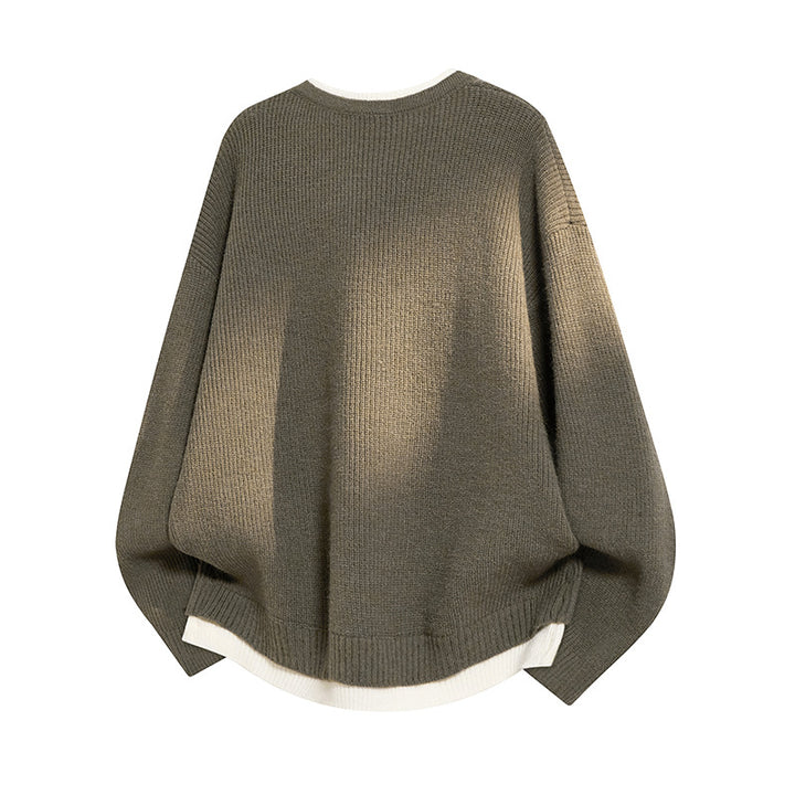 Damen Eleganter lässiger Pullover mit V-Ausschnitt und weitem Schnitt Echoarchiv
