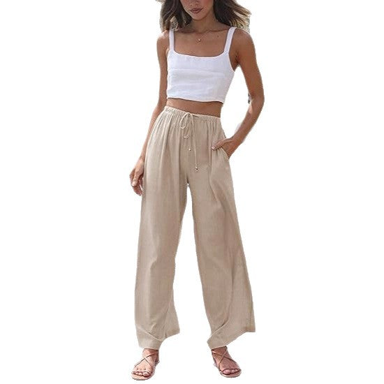 Damen Weitgeschnittene Sommerhose mit elastischem Bund und praktischen Taschen Echo Archiv