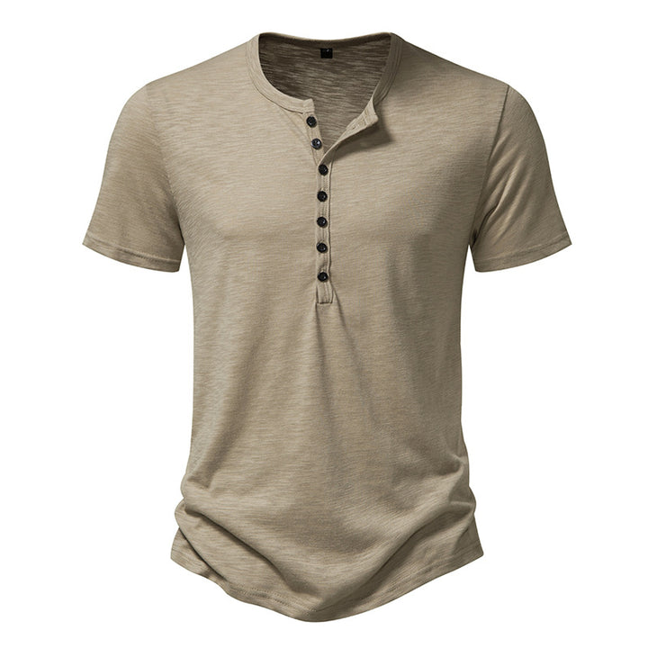 Herren Kurzarm Henley-Shirt mit dekorativer Knopfleiste Echoarchiv