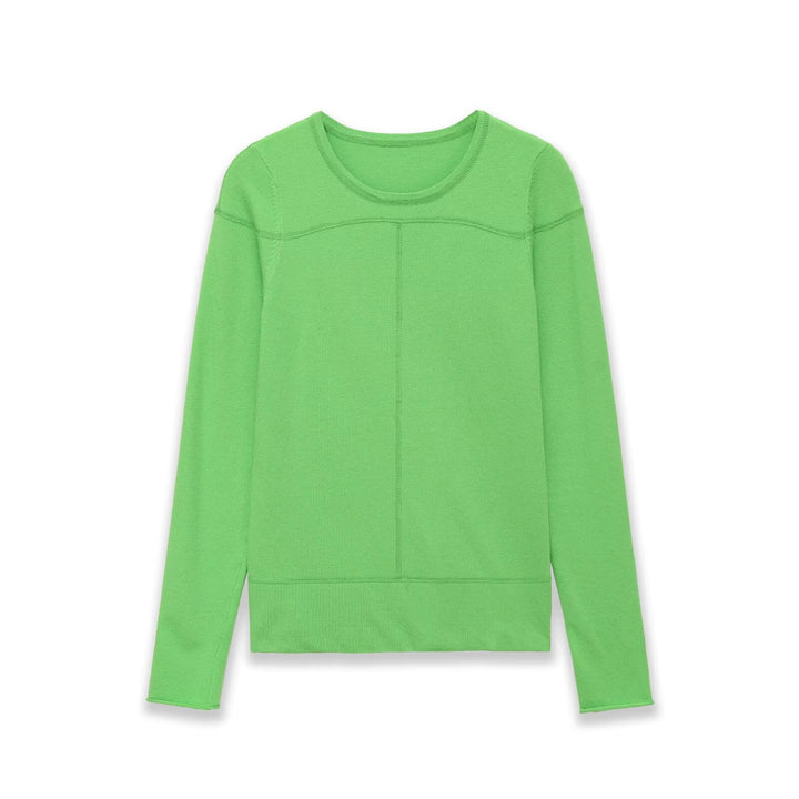 Damen Leichter Feinstrickpullover mit Rundhalsausschnitt und dekorativen Nahtdetails Echo Archiv