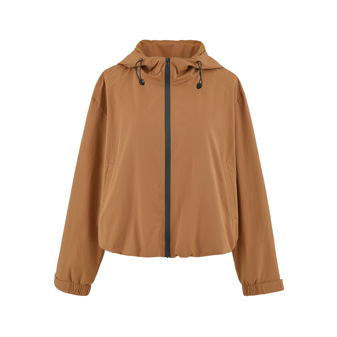 Damen Cropped Übergangsjacke mit Kapuze, Tunnelzug und elastischem Saum Echoarchiv