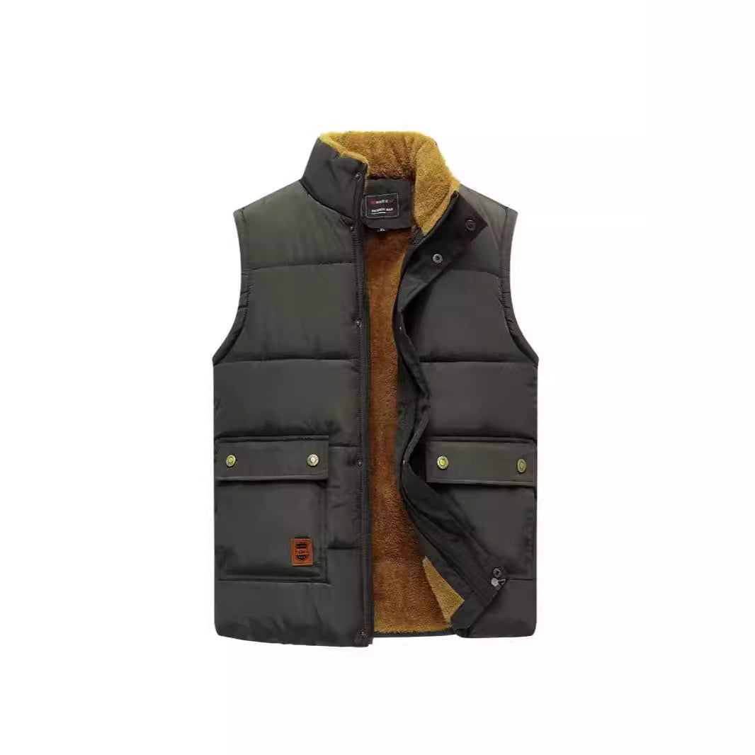 Herren Ärmellose Thermo-Steppweste mit kuscheligem Teddy-Innenfutter und aufgesetzten Klappentaschen Echoarchiv