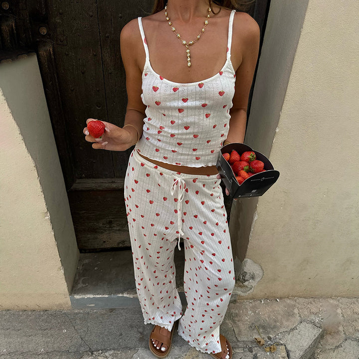 Damen Pyjama-Set mit Herzen und verstellbarem Bund Echo Archiv