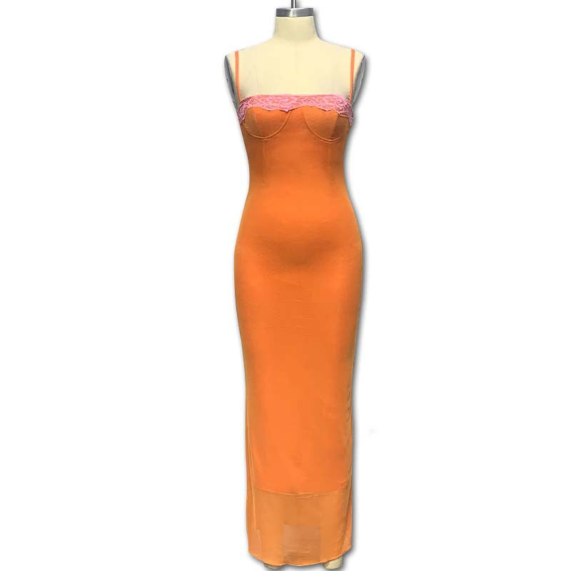 Damen Elegantes Maxikleid mit Spitzenverzierung und figurbetonendem Schnitt Echo Archiv
