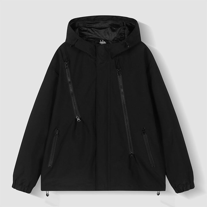 Herren nan technische Kapuzenjacke mit wasserabweisendem Softshell, schrägen Reißverschlusstaschen und verstellbarem Saum Echo Archiv