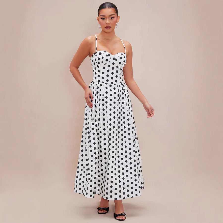 Damen Maxi-Kleid mit punktiertem Design und taillierter Passform Echo Archiv