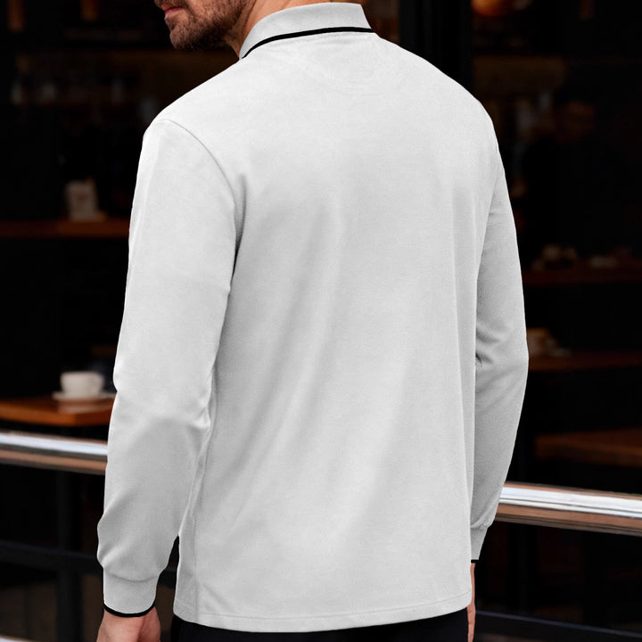 Herren nan langärmeliges Piqué-Poloshirt mit Kontrastpaspel am Kragen und Bündchen Echo Archiv