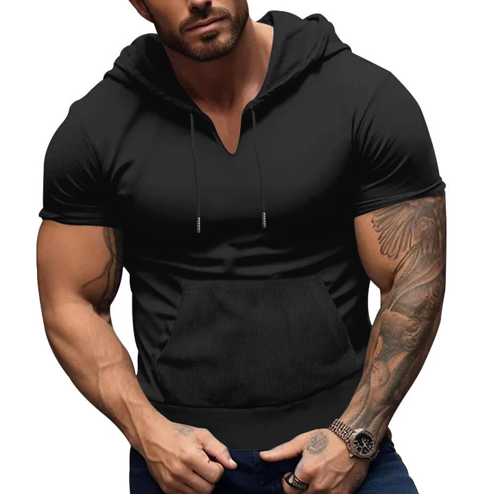 Herren Kurzarm Hoodie mit praktischer Kängurutasche und atmungsaktivem Stoff Echoarchiv