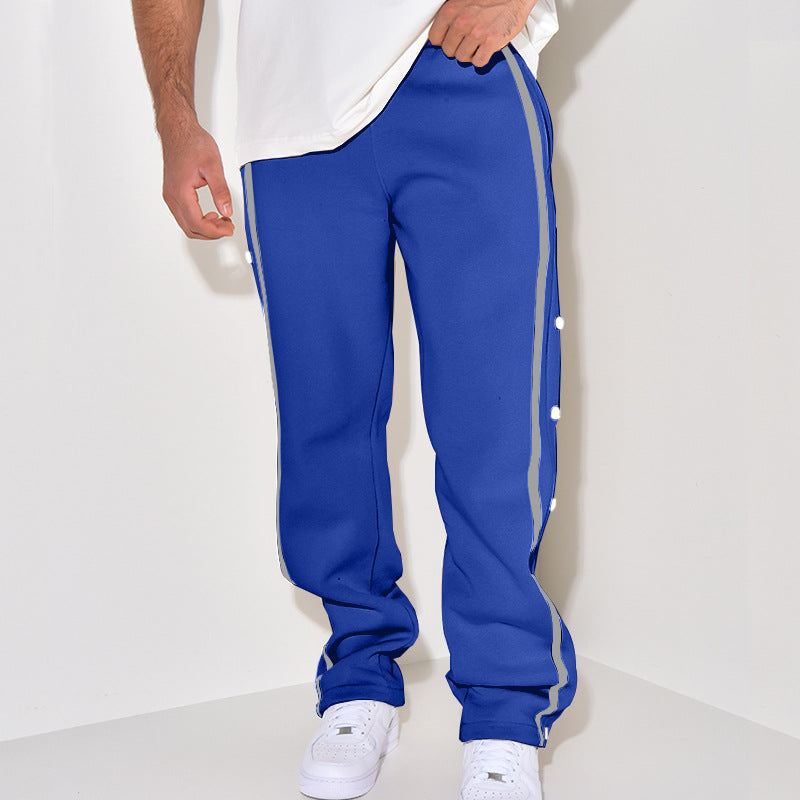 Herren bequeme Sporthose mit Knopfleiste und seitlichen Kontraststreifen Echoarchiv